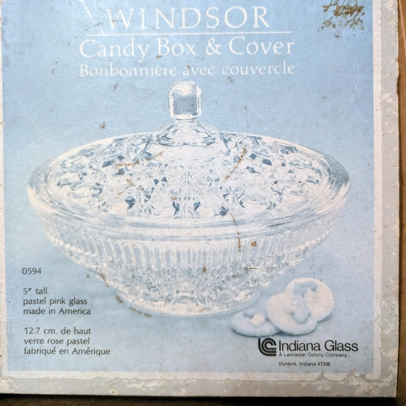 Indiana Glass Pastel Pink Candy Box with Lid - Picture 1 of 7